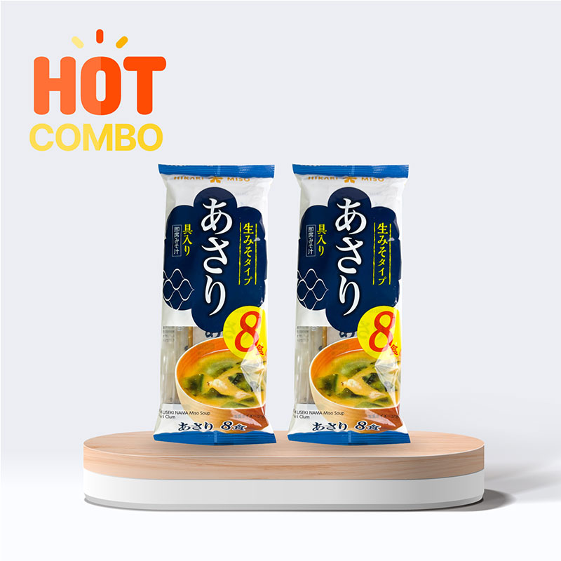 Combo siêu tiết kiệm 2 gói Súp Miso sò lụa ăn liền Hikari Miso 128g (8 gói)