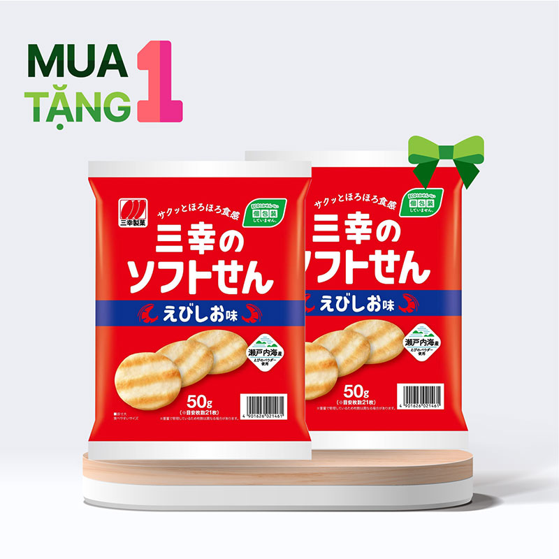 Combo siêu hời mua 1 tặng 1 Bánh gạo vị Tôm Sanko 50g (21 cái)