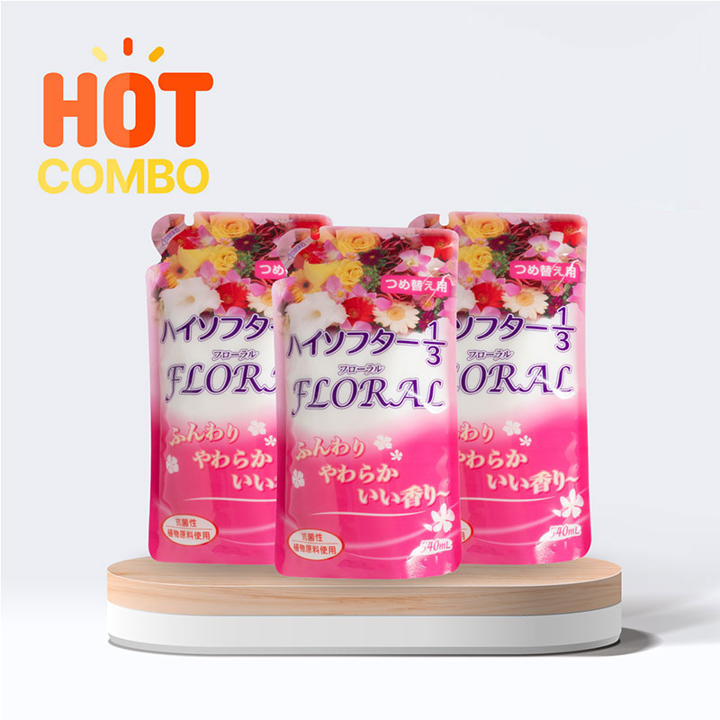 Combo siêu tiết kiệm 3 Nước xả vải đậm đặc chống nhăn và xù lông Marufuku High Softer hương hoa 540ml