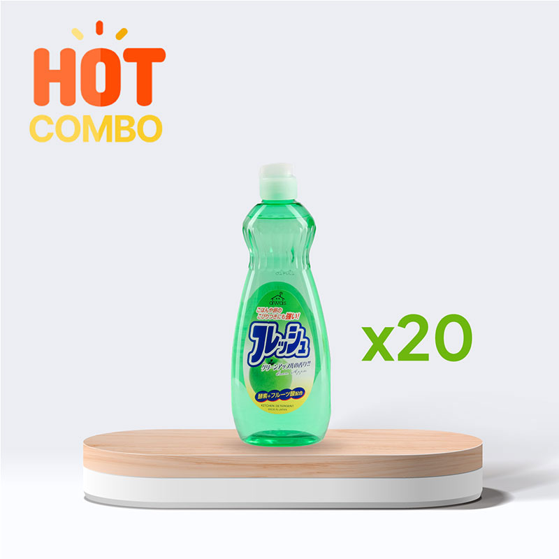 Combo siêu tiết kiệm 1 thùng 20 chai Nước rửa chén trung tính hương táo xanh Rocket 600g
