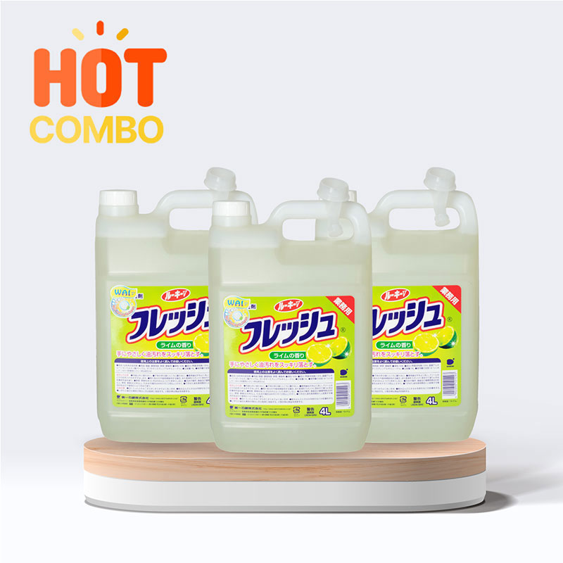 Combo siêu tiết kiệm 1 thùng 3 can Nước rửa chén Wai Rookie V nhà bếp 4L