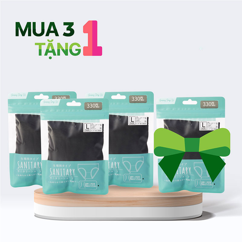 Combo siêu hời mua 3 tặng 1 Quần lót nữ cao cấp đáy 2 lớp cố định băng vệ sinh màu trơn size L (Nhiều mẫu)