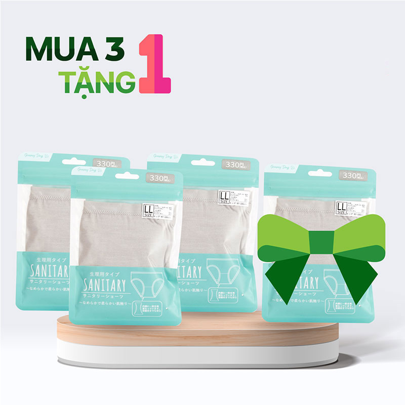 Combo siêu hời mua 3 tặng 1 Quần lót nữ cao cấp đáy 2 lớp cố định băng vệ sinh màu trơn size LL (Nhiều mẫu)