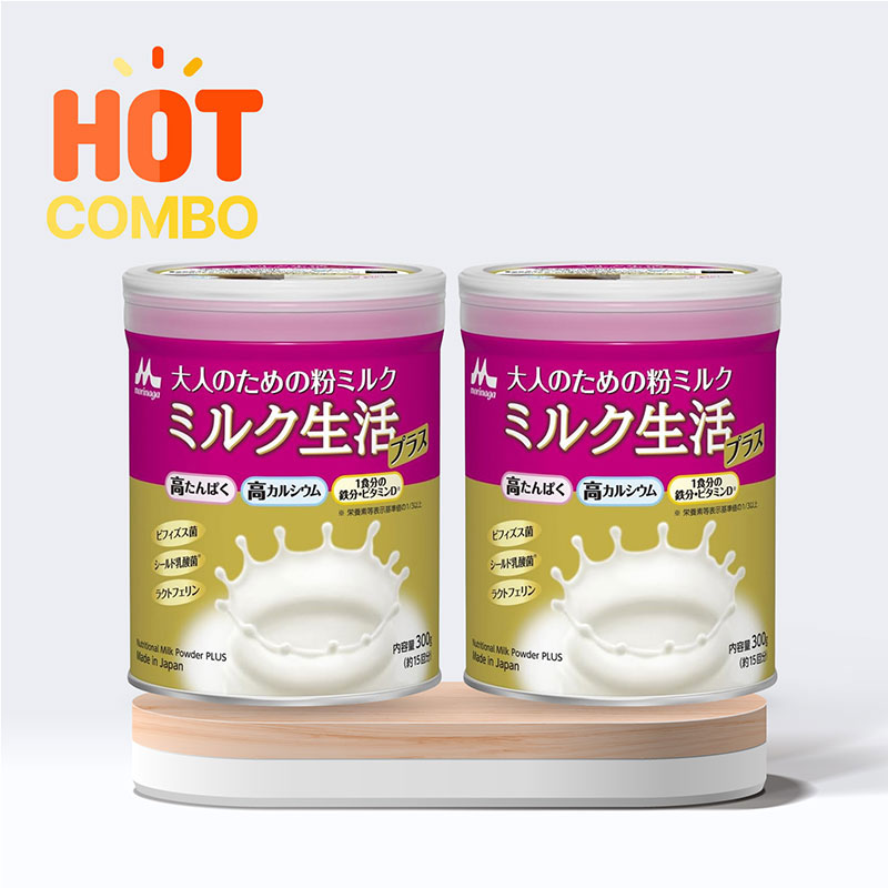 Combo siêu tiết kiệm 2 hộp TPBS: Sữa bột dinh dưỡng cho người lớn Morinaga Plus 300g