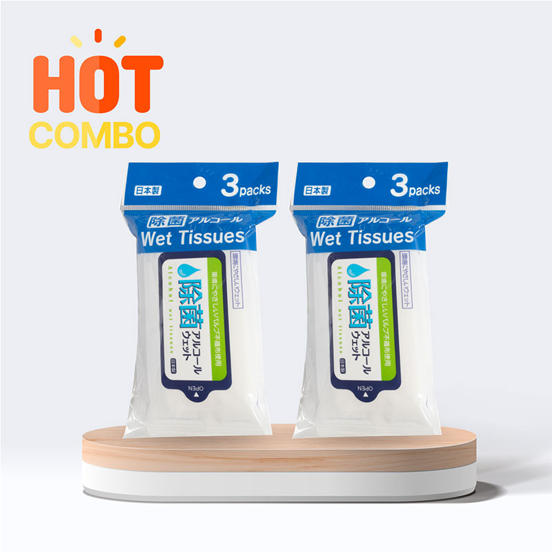 Combo siêu tiết kiệm 2 Khăn ướt kháng khuẩn 10 tờ x 3 gói