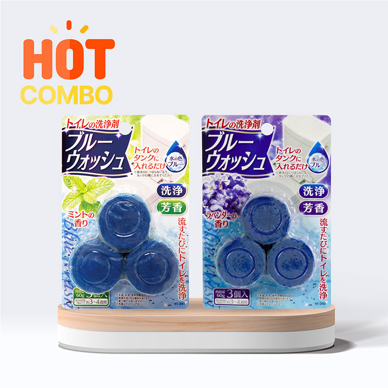 Combo siêu tiết kiệm Viên thả bồn cầu khử mùi 60gx3 viên hương bạc hà và lavender