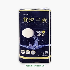 Giấy vệ sinh Ellemoi 3 lớp (22m x 12 cuộn) Tăng cường khử mùi