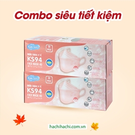 Combo 2 hộp Khẩu trang Y tế KS94 4D chống bụi, virus 4 lớp 30 cái (Hồng)