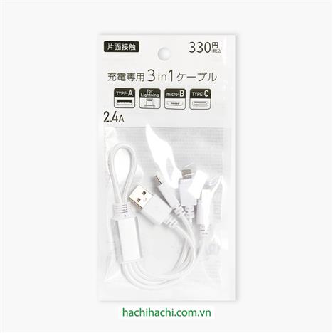 Dây sạc đa năng 3 trong 1 USB, Type C, Lightning, Micro B 2.4A 