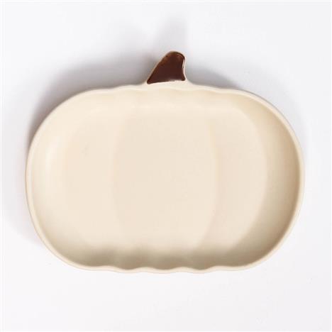 Đĩa gốm 16x13cm hình bí đỏ trắng