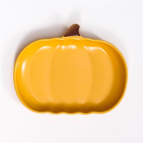 Đĩa gốm 16x13cm hình bí đỏ vàng