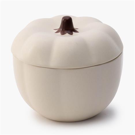 Chén gốm có nắp 10cm hình bí đỏ trắng