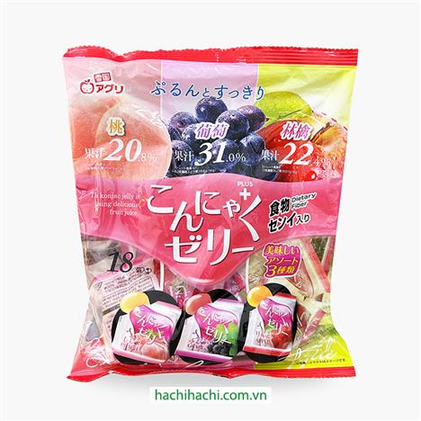 Thạch Konnyaku Aguri mix vị nho đào táo 288g (16g x 18 cái)