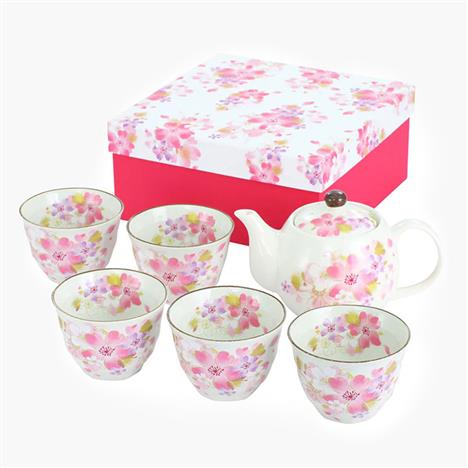 Bộ bình, ly sứ Nhật Bản, bộ bình trà  (Hoa Sakura)