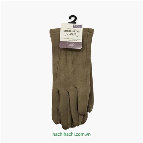 Bao tay, găng tay da lộn dùng được màn hình cảm ứng (Nâu)