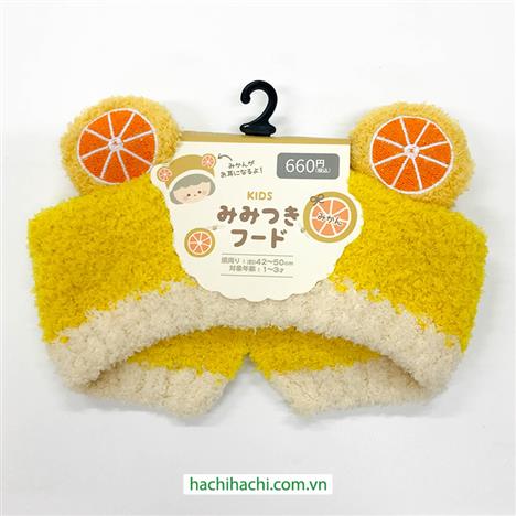Mũ trùm tai giữ ấm cho bé 1-3 tuổi hình quả cam, chu vi vòng đầu 42-50cm