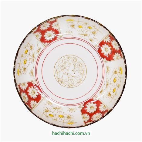 Đĩa sứ Nhật Bản 16cm Hoa cúc, dùng được lò vi sóng