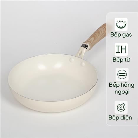 Chảo chống dính Ceramic Pearl Metal 24cm Sâu lòng, không chứa PFOA, PTFE, dùng được bếp từ