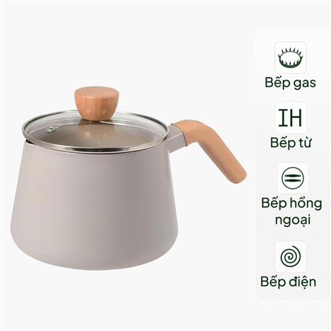 Nồi chiên ngập dầu Pearl Metal Supple 17cm kèm nắp kính, PFOA, PFOS Free, dùng được bếp từ