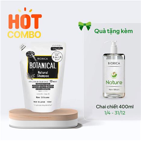 Dầu gội thảo mộc Botanical Biorica non silicon 400ml - Tặng kèm chai chiết 400ml (Từ 1/4 đến 31/12/25)
