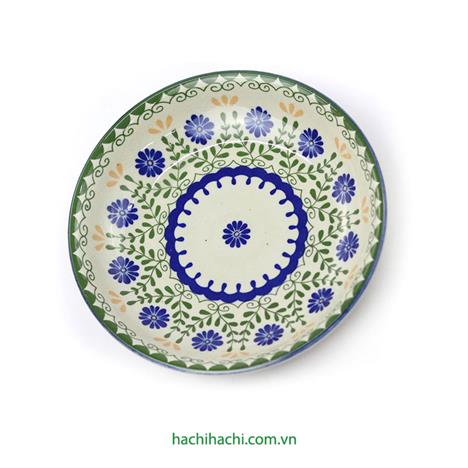 Đĩa gốm Nhật Bản 20.2cm, đĩa gốm sứ nông lòng, cạn lòng, dùng được lò vi sóng