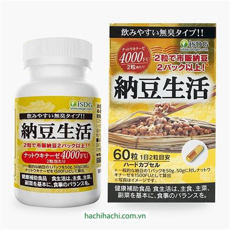 TPBVSK: Viên uống iSDG nattokinase Nhật Bản 4000 FU 60 viên, tan cục máu đông, tốt cho tim mạch