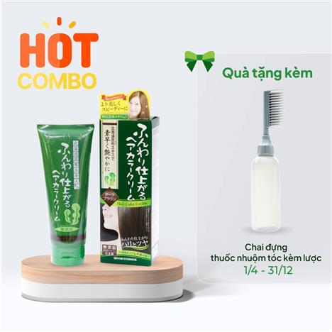 Kem nhuộm phủ bạc Nhật Bản tảo Rishiri 200g-Nâu sẫm-Tặng Chai đựng thuốc nhuộm kèm lược (Từ 1/4-31/12)