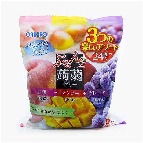 Thạch trái cây Orihiro vị đào trắng xoài nho 480g (24 cái)