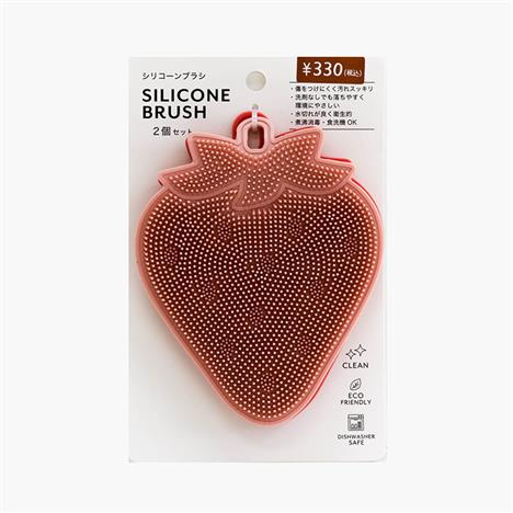 Miếng silicone rửa chén, nồi chảo hình dâu tây 2 cái (Có móc hít treo)