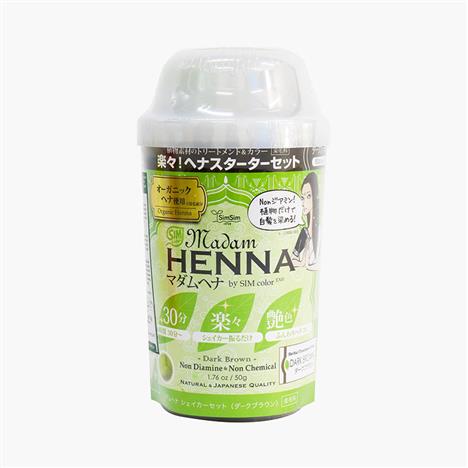 Bột thảo mộc nhuộm tóc phủ bạc Simsim Japan Madam Henna màu nâu đen (25g x 2 gói)