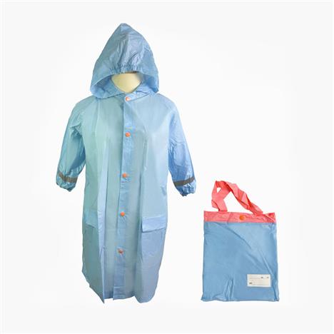 Áo mưa trẻ em cài nút kèm túi đựng 100-120cm (Xanh da trời)