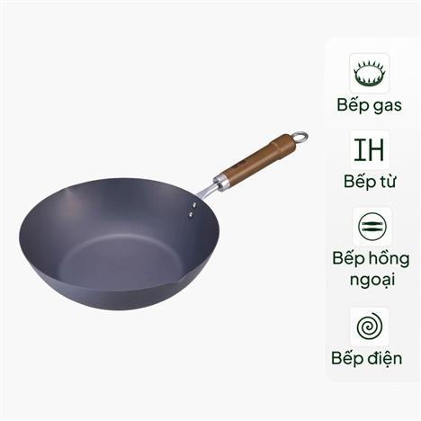 Chảo sắt Nhật Bản cao cấp Kou Tetsu chống gỉ sét 28cm Sâu lòng, dùng được bếp từ