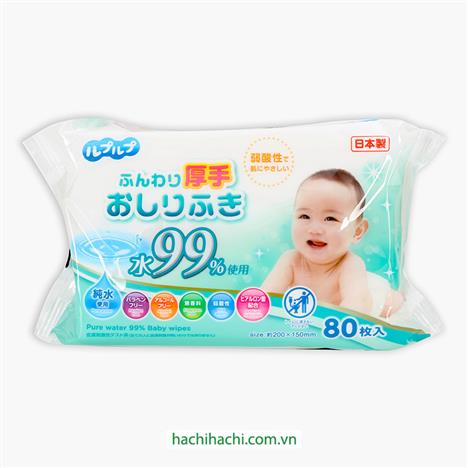 Khăn ướt cho bé 99% nước tinh khiết không cồn, hương liệu 80 tờ