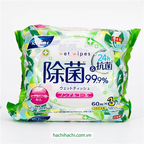 Khăn ướt kháng khuẩn không cồn 60 tờ x 3 gói