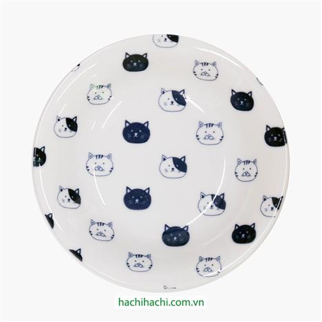 Đĩa sứ Nhật Bản 16.8cm hình mèo