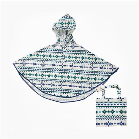 Áo mưa trẻ em cánh dơi họa tiết Kilim kèm túi đựng  100-120cm (Xanh)