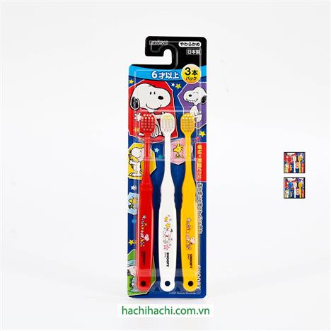 Bàn chải đánh răng cho bé từ 6 tuổi lông mềm Ebisu Snoopy 3 cái (Nhiều mẫu)-Giao mẫu ngẫu nhiên