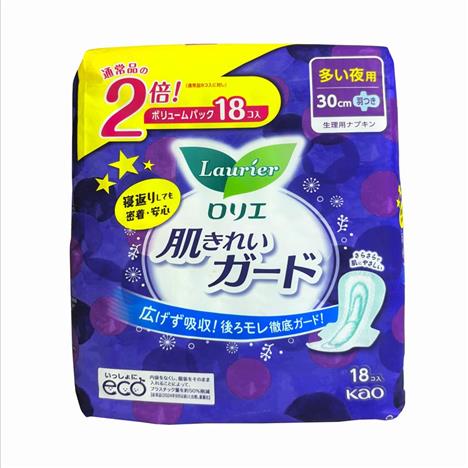 Băng vệ sinh ban đêm siêu thấm có cánh Laurier 30cm 18 miếng