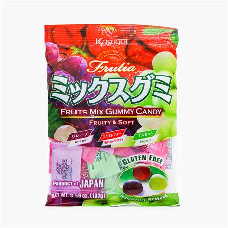 Kẹo dẻo Nhật Bản Kasugai trái cây vị nho dâu nho xanh 102g