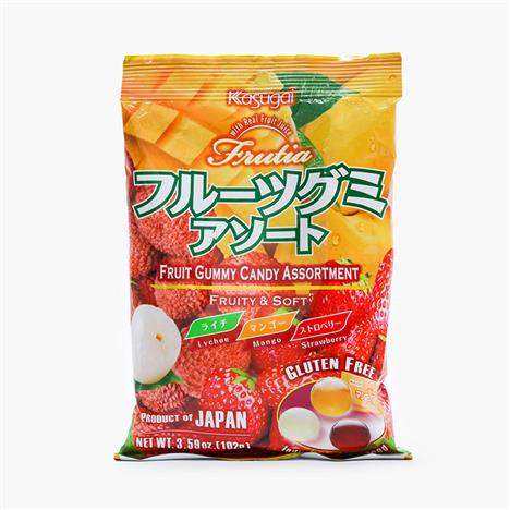 Kẹo dẻo Nhật Bản Kasugai trái cây vị vải xoài dâu 102g