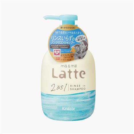Dầu gội xả 2 trong 1 dưỡng tóc suôn mượt cho cả gia đình Kracie Latte Ma & Me 490ml