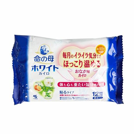 Miếng giữ nhiệt làm ấm, giảm đau bụng hương bạc hà cam chanh Kobayashi 8 miếng (có keo dán)