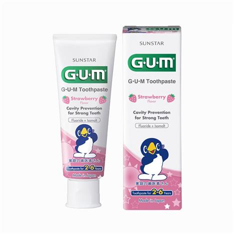 Kem đánh răng cho bé 2-6 tuổi Nhật Bản Sunstar Gum Kids 70g, hương dâu, ngừa sâu răng vượt trội