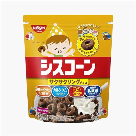 TPBS: Ngũ cốc dinh dưỡng Nissin Ciscorn Choco Ring 150g, bổ sung sắt, canxi, vitamin, lợi khuẩn
