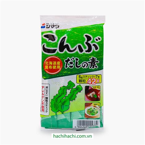 Bột nêm Dashi tảo bẹ Kombu Shimaya 42g (6gx7 gói), sử dụng tảo bẹ đặc sản Hokkaido Nhật Bản