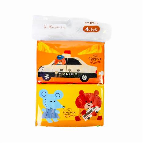 Khăn giấy bỏ túi 2 lớp Tomica & Tom (8 tờ x 4 gói)