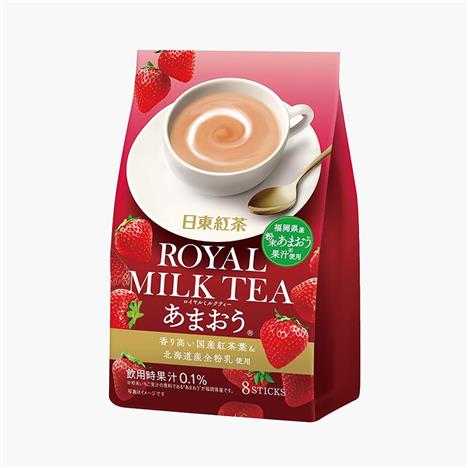 Bột trà sữa Hoàng gia Nittoh vị  dâu tây 112g (14g x 8 gói), sử dụng 100% sữa nguyên kem Hokkaido