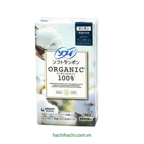 Băng vệ sinh Tampon Organic Cotton Sofy 8 cái, 100% cotton hữu cơ