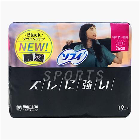Băng vệ sinh siêu thấm có cánh Sofy Sports 26cm 19 miếng, linh hoạt trong mọi chuyển động