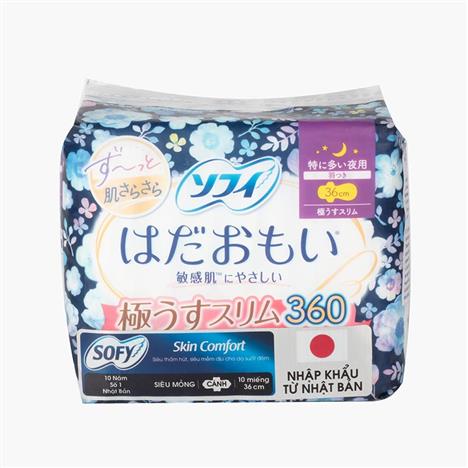 Băng vệ sinh ban đêm Sofy Skin Comfort Ultra Thin siêu mỏng cánh 36cm 10 miếng 